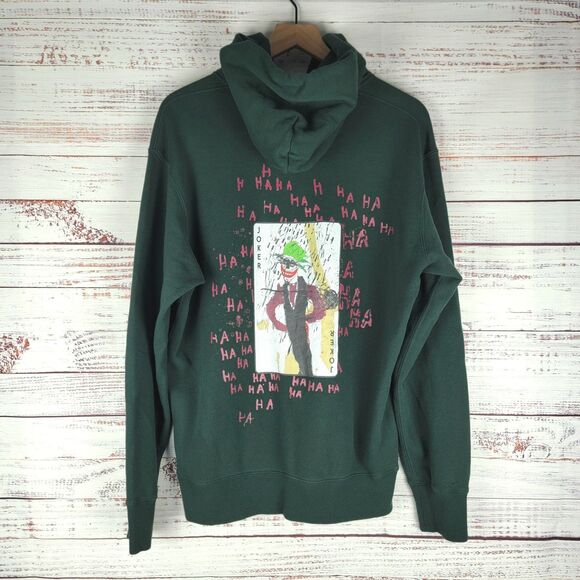 Uniqlo Mens L Warner Bros Joker x Jean Michel Basquiat Hoodie Green Pullover - Picture 1 of 8